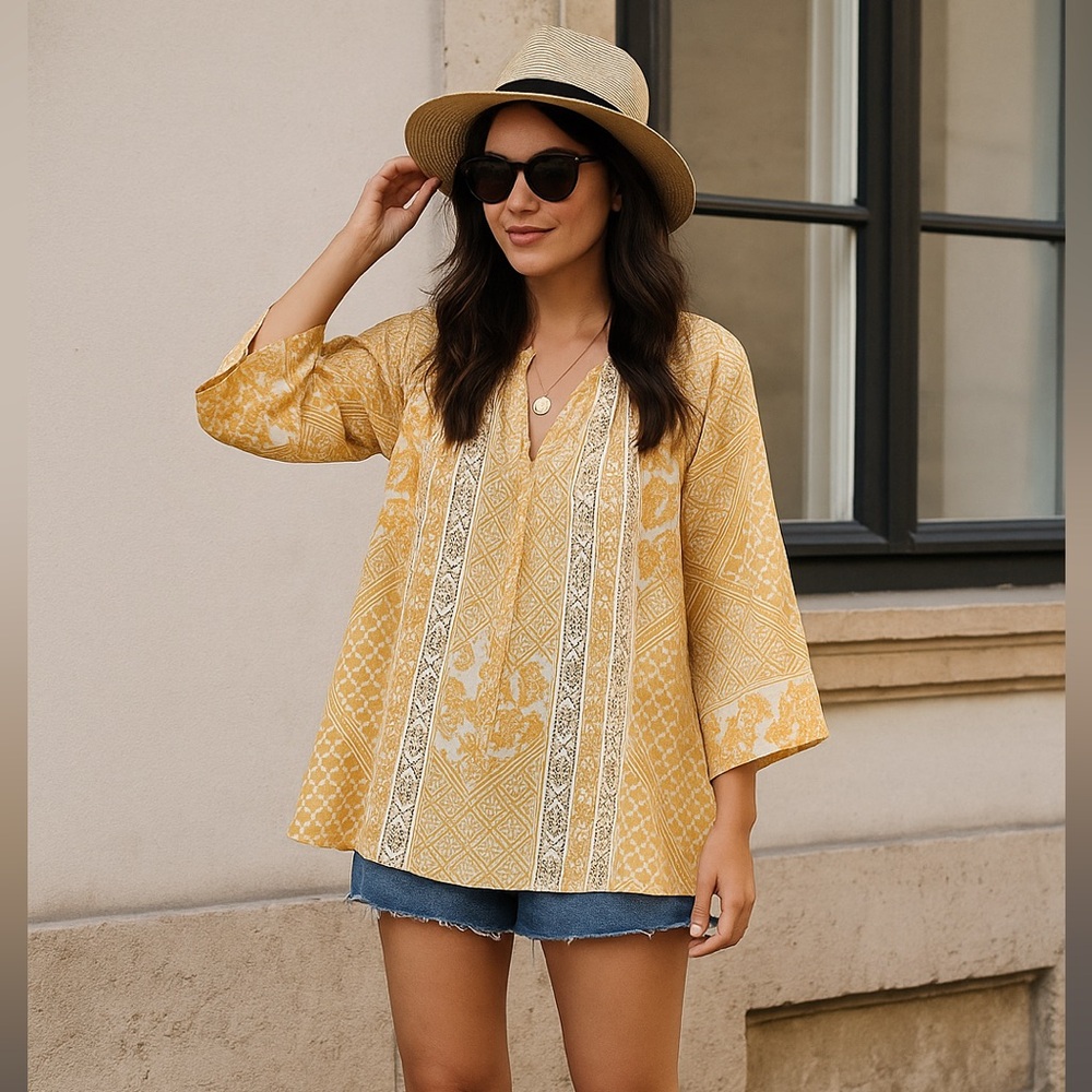 signiture I studio lace printed tunic blouse boho Sep sale